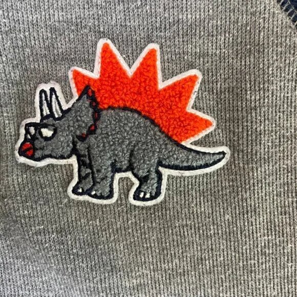 Garanimals Boy's Size 7 Quarter Zip Polo Long Sleeve Gray Navy Dinasaur Patch - Picture 2 of 5